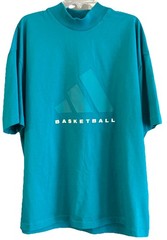 Men’s Adidas Basketball Heavyweight Boxy High Neck T Shirt Sz XL Teal Blue/Green