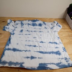 Comfort Colors Mens T-Shirt 2XL Blue White Tie Dye Heavyweight 100% Cotton Tee