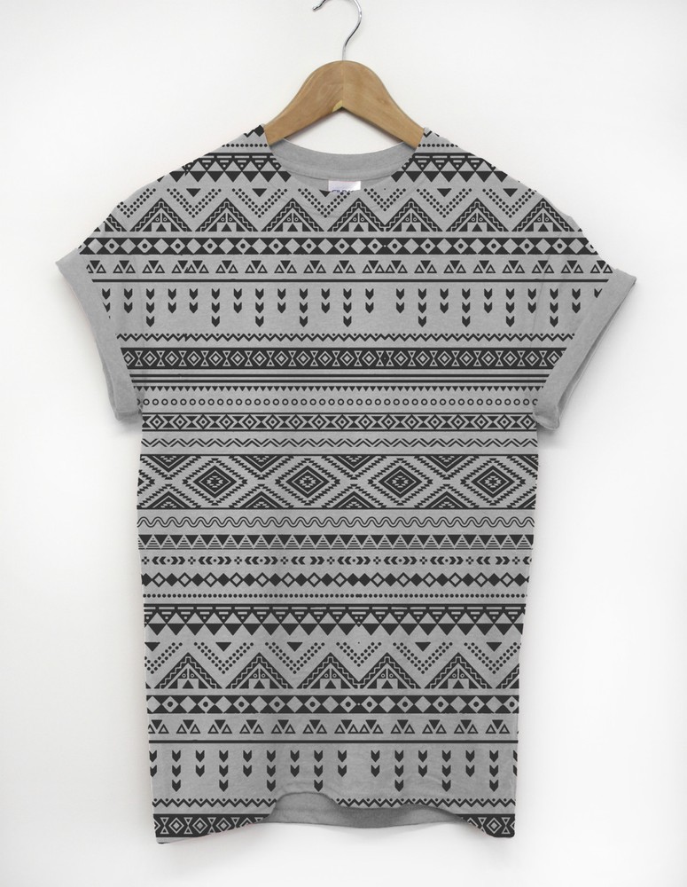Aztec All over Print Aztecs Printed Fashion Geometric Navy Mens Winter Summer