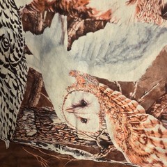 The Mountain Dark Brown Watercolor Tie-Dye Owls Cotton Crew Tee Adult Large New