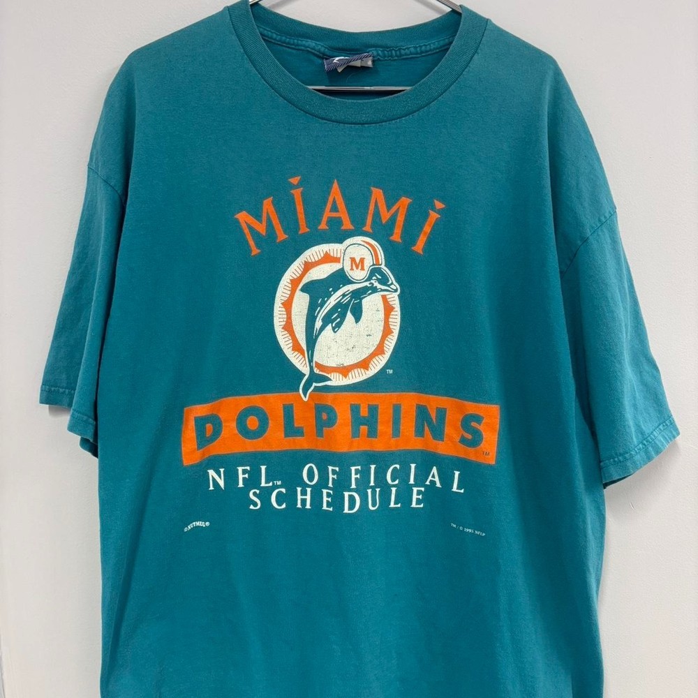 Vintage Miami Dolphins 1995 Official Schedule Nutmeg Lee Shirt 2XL 90s NFL