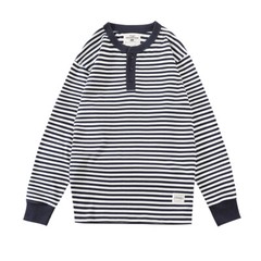 Men Classic Henry Shirt Sailor Striped T-Shirt Cotton Deck Sea Undershirt Causal