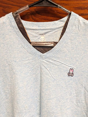 Psychobunny Heather Blue V-Neck Tee Sz.4 Small Small Logo Pima Cotton Peru