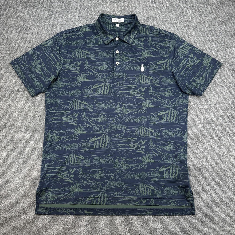 Peter Millar Summer Comfort Polo Shirt Men’s M Navy Landscape Golf McAurthur CC