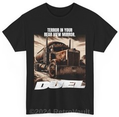 Duel T Shirt – Dennis Weaver – 70’s Spielberg Horror Classic Truck Retro Tee