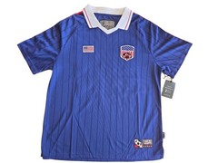 NWT Brooklyn Cloth USA Soccer Jersey Men’s L, Retro Pinstripe Collar Shirt