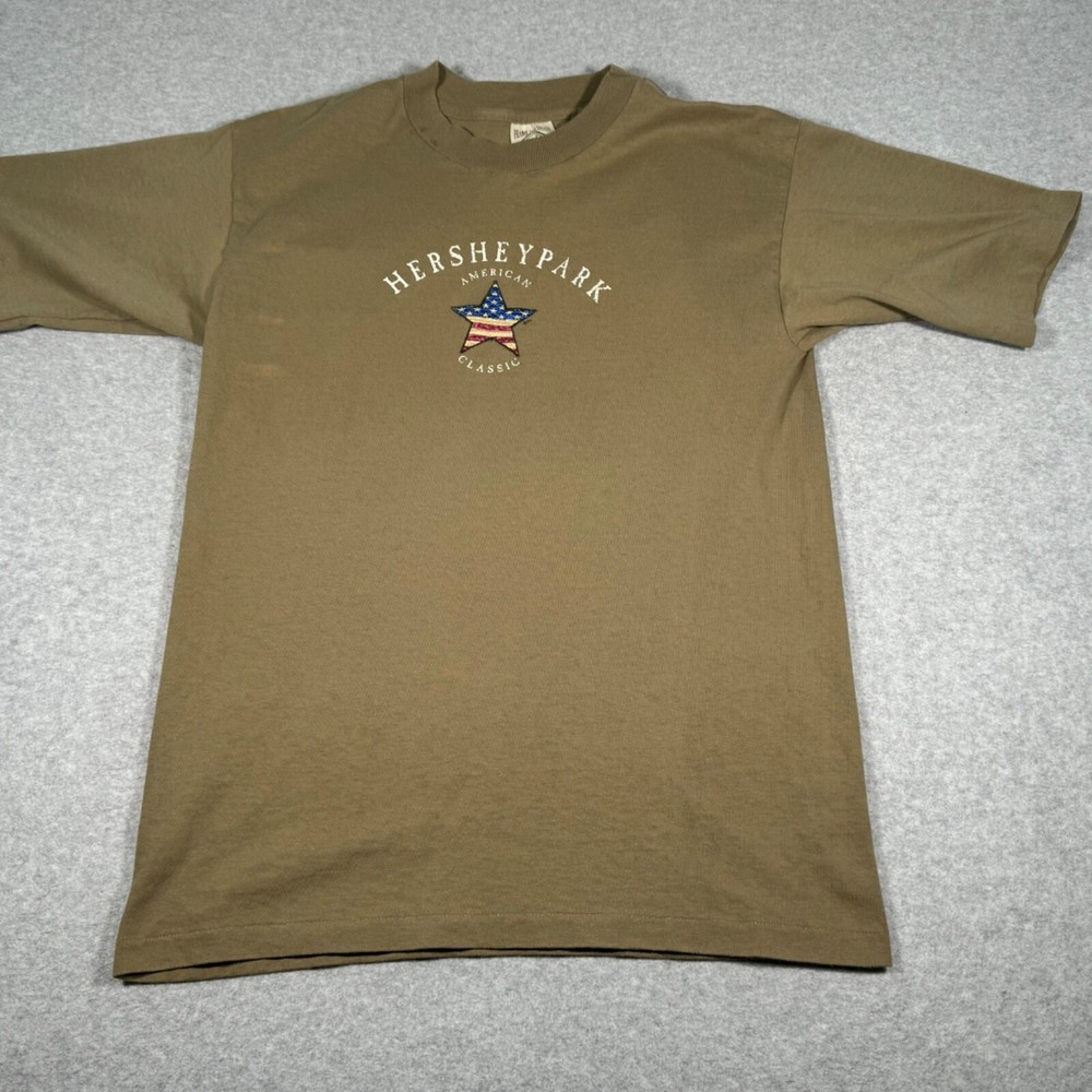 Vintage Hershey Park Shirt Adult Small Brown Single Stitch Attraction Mens 90s