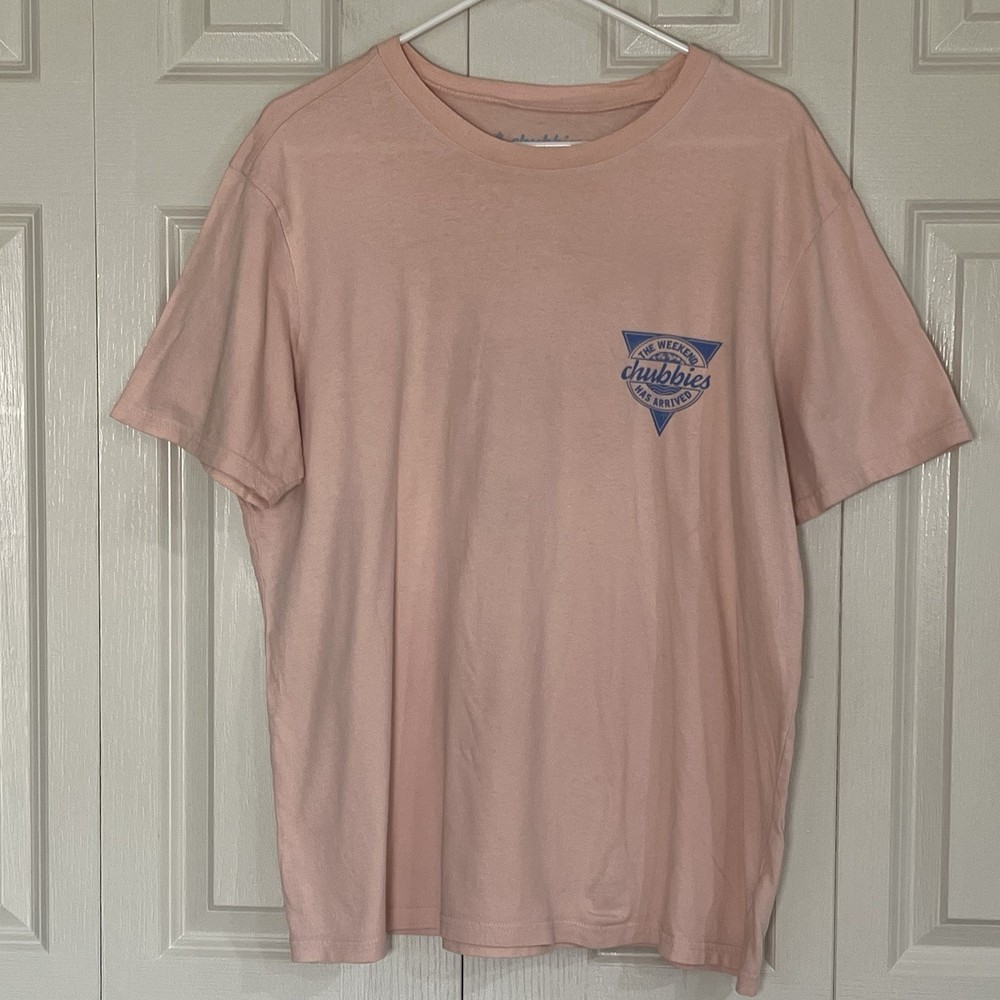 Chubbies Men’s Pink The Weekend Has Arrived T-Shirt Size Large