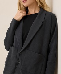 Pact Women’s Airplane Relaxed Blazer Medium Charcoal Heather Top Outerwear