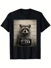 Funny Raccoon Mugshot T-Shirt Los Angeles Police Department Graphic Tee