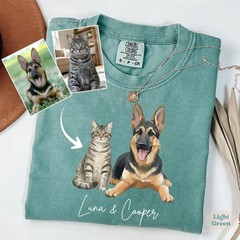 Custom Pet Portrait Watercolor Comfort Tee Personalized Dog Cat Shirt