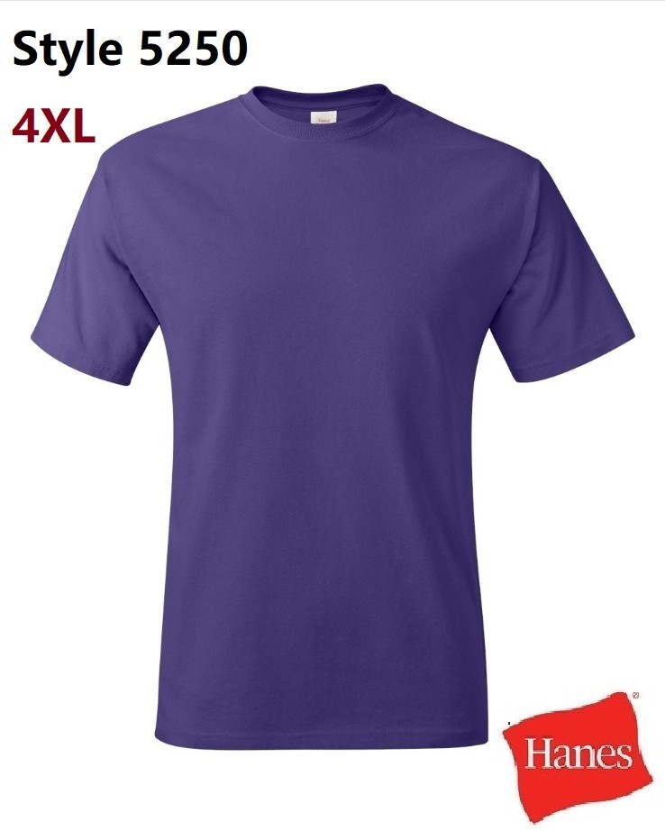 Hanes 5250 4XL Authentic Short Sleeve Men’s Cotton T-Shirt Purple Pit to Pit 29″