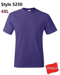Hanes 5250 4XL Authentic Short Sleeve Men’s Cotton T-Shirt Purple Pit to Pit 29″