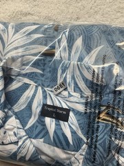 Tropical Storm Men’s Shirt Size L Blue Aloha Hawaiian Floral Canoe Print Casual