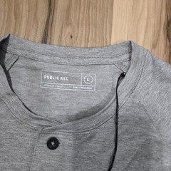 Public Rec Adapt LS Henley Mens Large Heather Gray Long Sleeve Performance Shirt