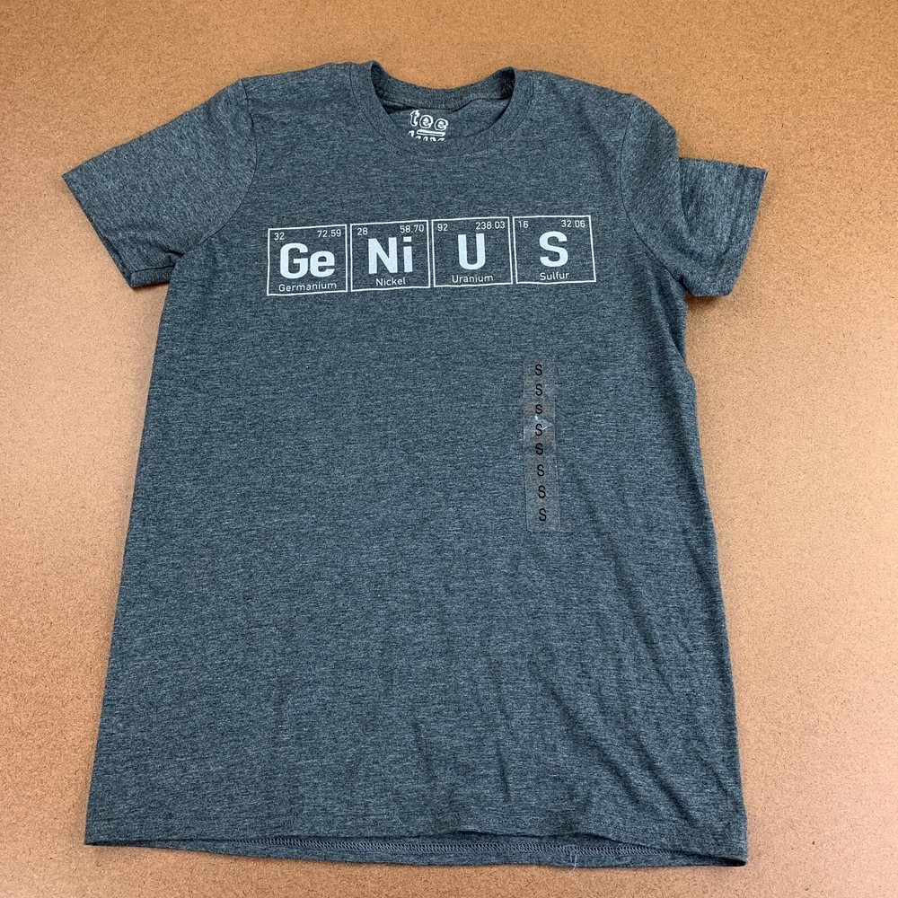 Tee Luv Genius T-Shirt Gray Size Small Periodic Table NWT