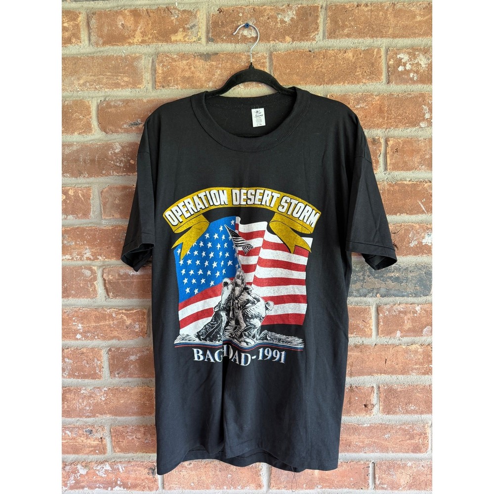 Vintage Operation Desert Storm Baghdad 1991 USA Military T Shirt XL Black