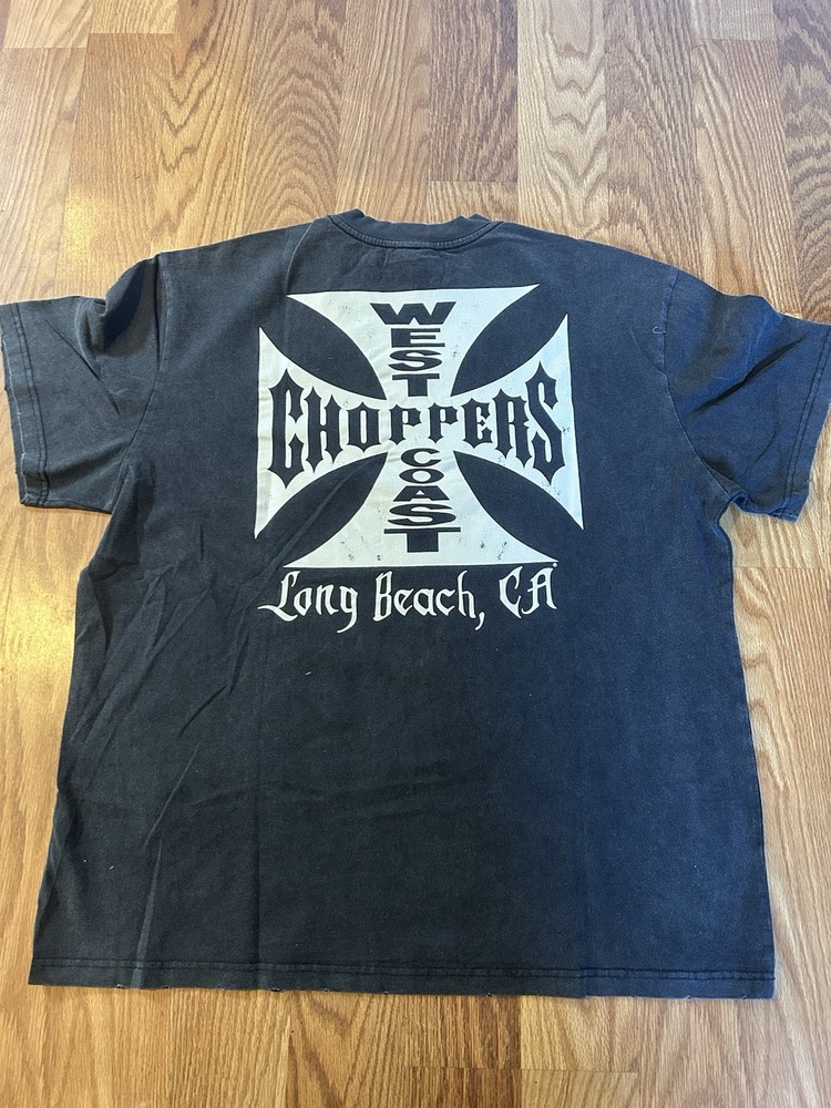 NEW Distressed West Coast Choppers Shirt Black Fade Mens XL