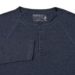 Faherty Cloud Cotton Shirt Mens Large Navy Long Sleeve Henley Pima Modal Raglan