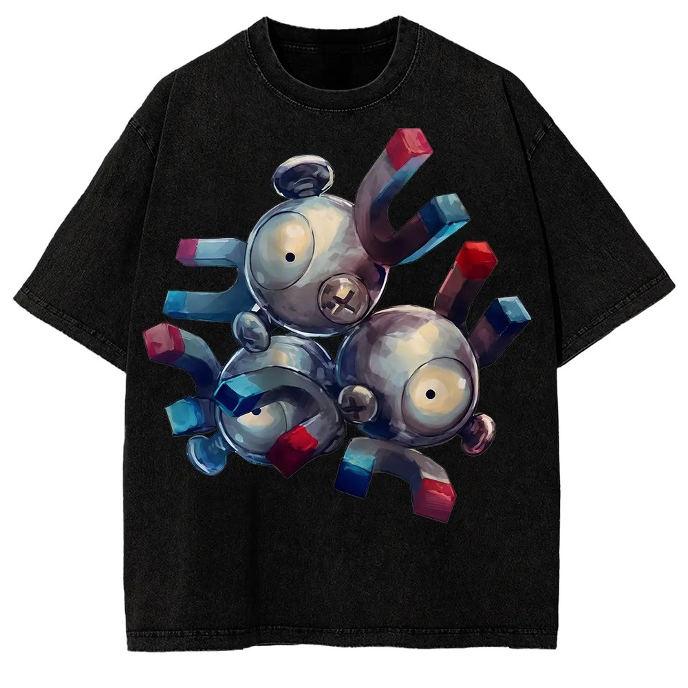 P0kemon Electric Steel Type Heavy Cotton Graphic Fans And Lovers Anime T-Shirt