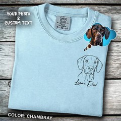 Custom Dog Portrait Photo Sketch Comfort Tee Personalized Pet Art Gift Shirt
