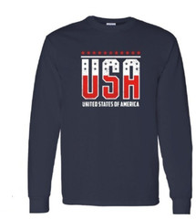 NEW United States of America USA Quality Long Sleeve Patriotic Tee Shirt K9653