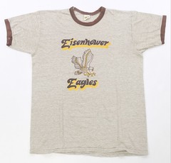 Rare VTG RUSSELL ATHLETIC Eisenhower Eagles High School Ringer T Shirt 70s SZ L