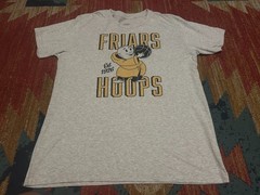 Mens XL Friars Hoops Basketball parody funny graphic script T-Shirt Gray