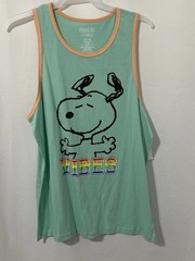 Peanuts Snoopy Men’s Pride Tank Top Shirt “Vibes” Aqua Large (42-44) NWT