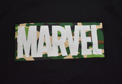 Marvel Mens Marvel Camo Box Logo Black Shirt NWT 2XL-6XL