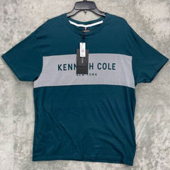 NWT Kenneth Cole Men’s T-Shirt 2XL Teal Cotton Blend Short Sleeve KTXJ85TEAA3