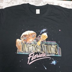 90s Style Universal Studios Hollywood ET T-Shirt X-Large Black Alien Tee Shirt