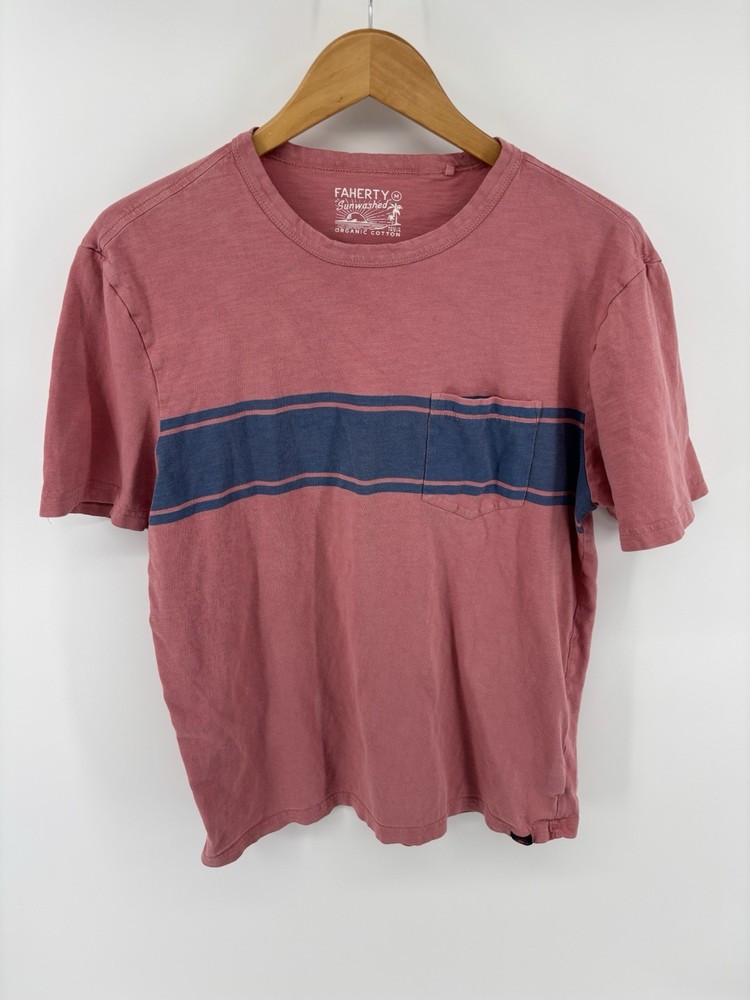 Faherty Sunwashed T-Shirt Sz M Striped Organic Cotton Beach Preppy Dadcore