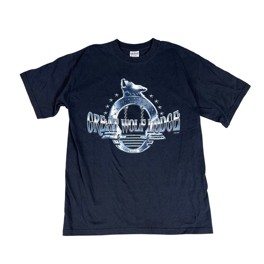 Vintage Great Wolf Lodge T Shirt Gildan Black Graphic Tee Souvenir Vacation M