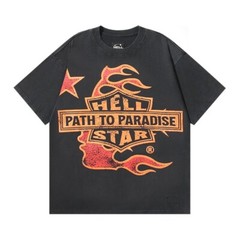 NEW Hell Studios star t-shirt men new Tee Rotten Side Face Logo Wash T-shirt