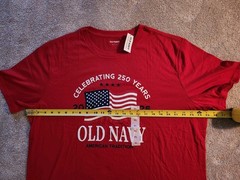 Old Navy Men’s XL Red July 4th 2026 Flag T-shirt 250th Anniversary Short Sleeve