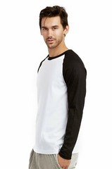 Men’s Baseball T-Shirt Long Sleeve Premium Cotton Raglan Two Tone Jersey Tee