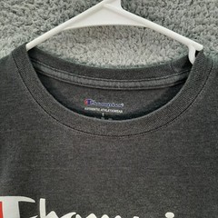 Champion Shirt Adult Small Gray Spell Out Logo Athleticwear Sports Casual Preppy