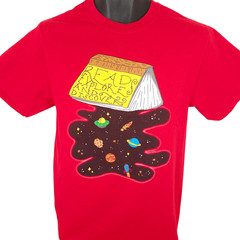 Reading T Shirt Mens Size Small Red Read Explore Discover Space Exploration