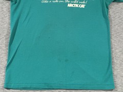 Arctic Cat Wildcat Shirt Large Teal Vintage Distressed Stain Single Stitch 90s