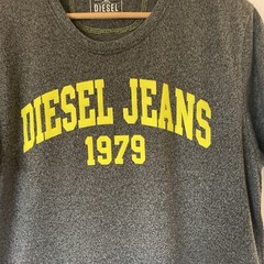 Diesel Jeans T-Shirt Mens Size XL Grey Logo Short Sleeve Top Casual
