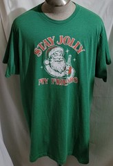 HOLIDAY TIME MEN’S SZ 3XL (54-56) GREEN “STAY JOLLY MY FRIENDS” HOLIDAY T-SHIRT
