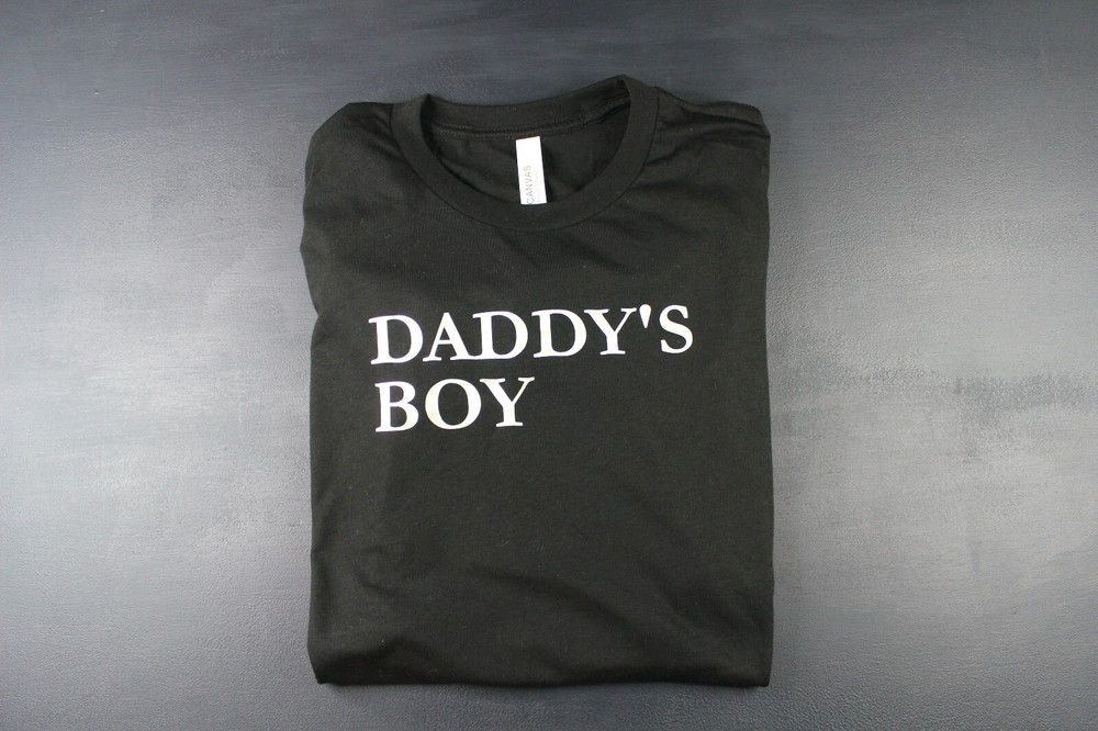 H.E.Arts DADDY’S BOY custom print men BLACK super soft triblend T-shirt size M L