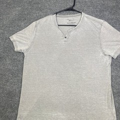 Lucky Brand Mens Venice Burnout Henley Shirt Grey Short Sleeve Size M