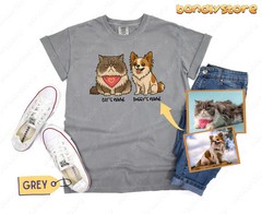 Custom Pet Portrait Comfort Tee Personalized Dog Cat Photo Shirt Gift Idea