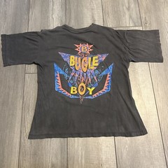 Vintage Bugle Boy Shirt Medium Single Stitch Sun Faded Gradient Neon Rainbow 90s