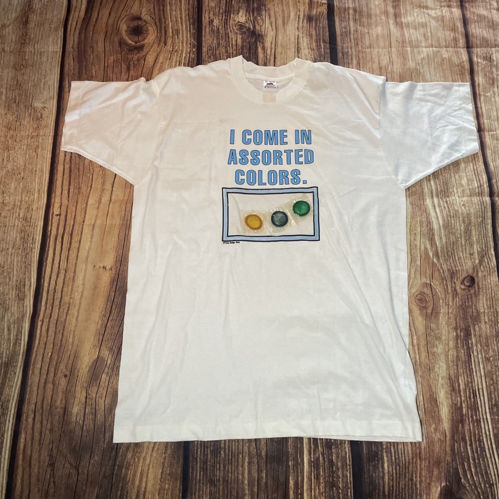Vintage 90s 1992 “I Come In Assorted Colors” Condom Dirty Joke T-shirt Size XL