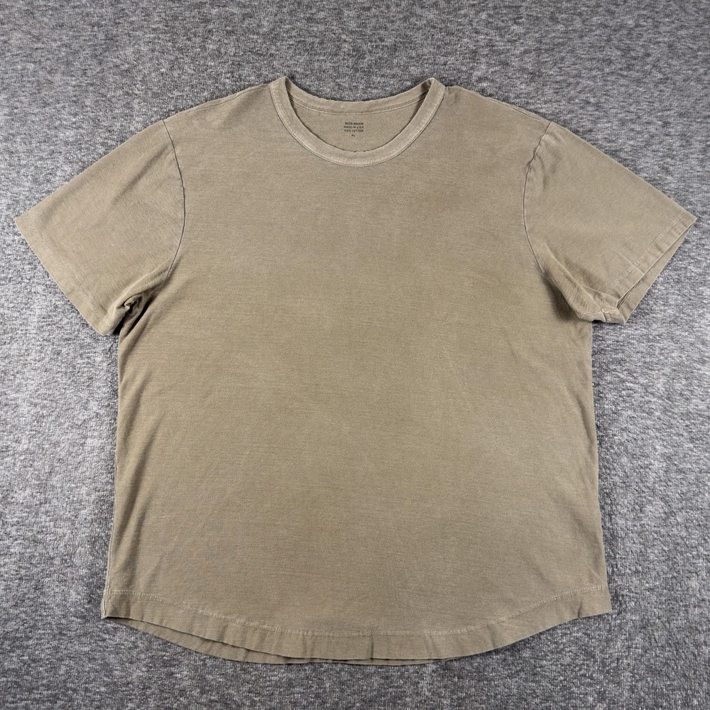 Buck Mason Shirt Mens XL Brown Cotton Crewneck Curved Hem Tee T-Shirt USA Soft
