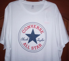 New! Converse Men’s Blue Logo Tee Relaxed Fit Printed Graphics White Size Medium