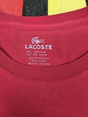 Lacoste men crewneck graphic tshirt size L 7 red vintage style logo cotton peru
